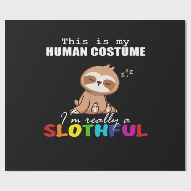 Papier Cadeau Conception de paresseux d'Halloween, c'est mon cos (Plat)