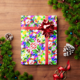 Papier Cadeau Conception de peinture éclaboussée colorée mignonn