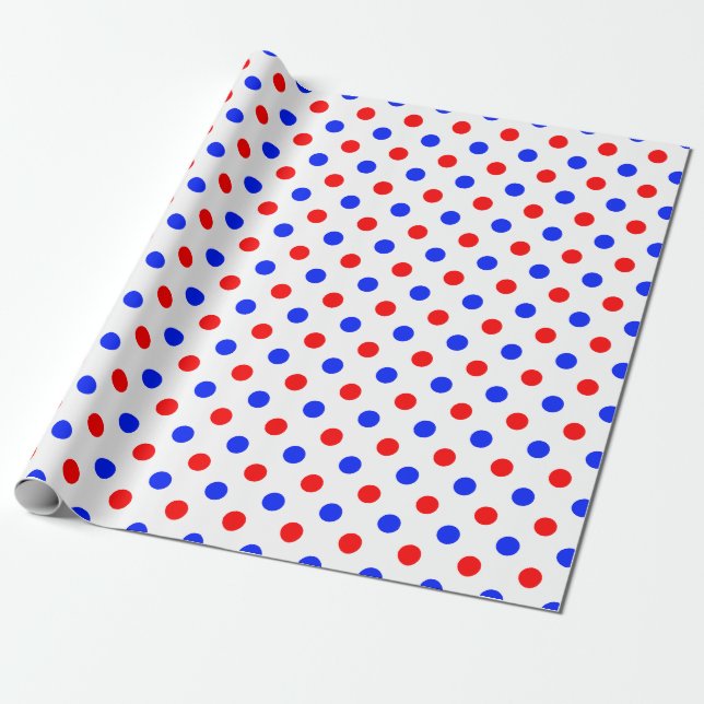 Papier Cadeau Conception de points noirs blancs rouges bleus  (Déroulé)