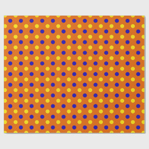 Papier Cadeau Conception de points polka bleus jaunes orange