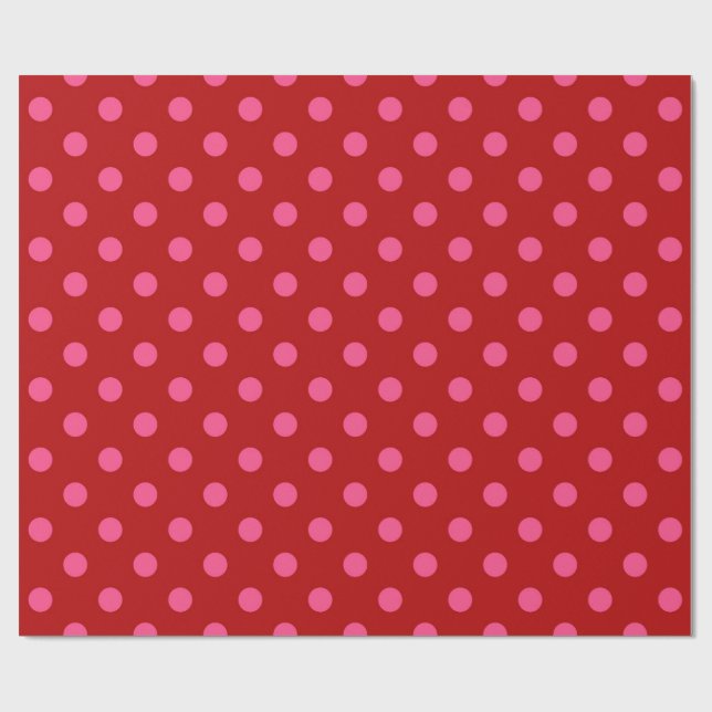 Papier Cadeau Conception de points rouges bordeaux roses  (Plat)