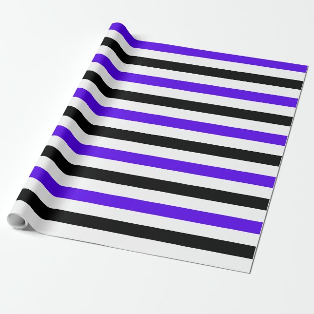 Papier Cadeau Conception de rayures blanches noires et bleues (Déroulé)