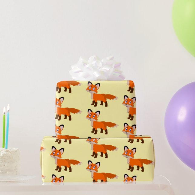 Papier Cadeau Conception de renard de toute couleur de fond (Cadeaux de fête)