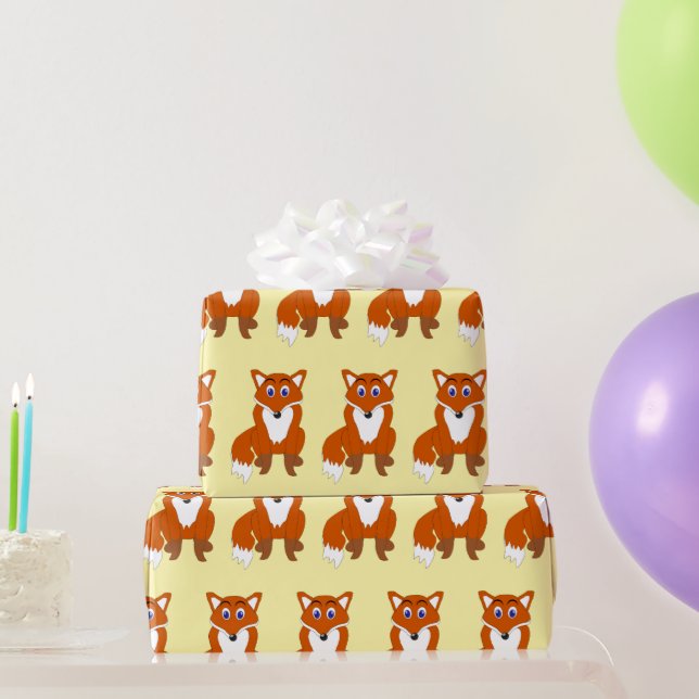 Papier Cadeau Conception de renard de toute couleur de fond (Cadeaux de fête)