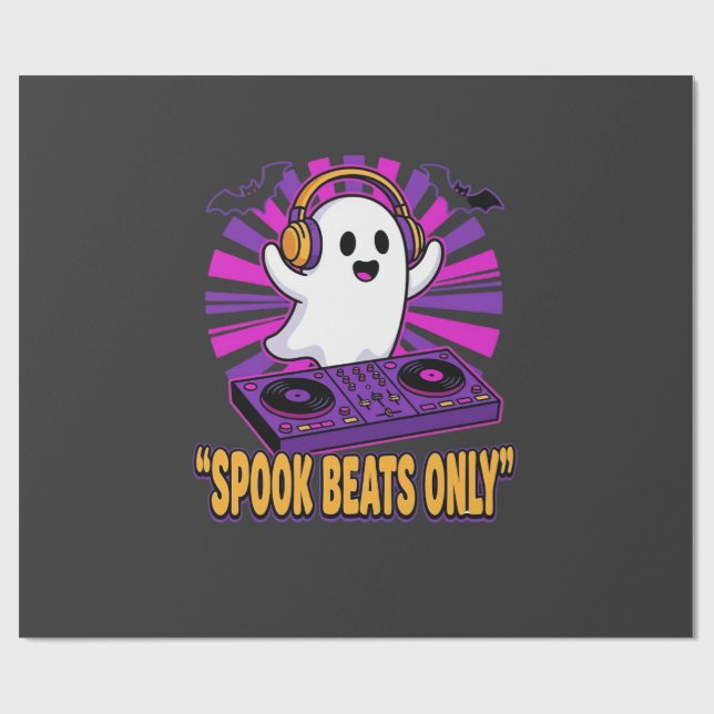 Papier Cadeau Conception de rythmes Halloween DJ fantôme effraya (Plat)