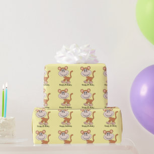 Papier Cadeau Conception de singe Cadeau d'anniversaire de coule