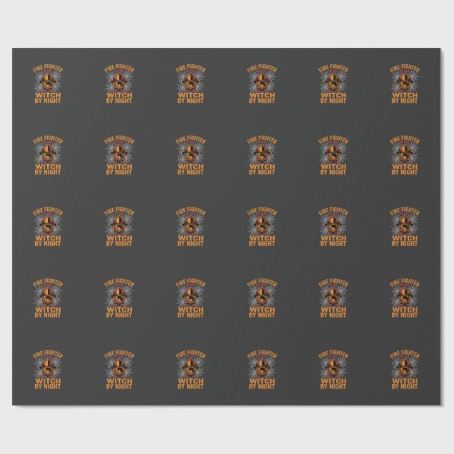 Papier Cadeau Conception de sorcière de Halloween de pompier (Plat)