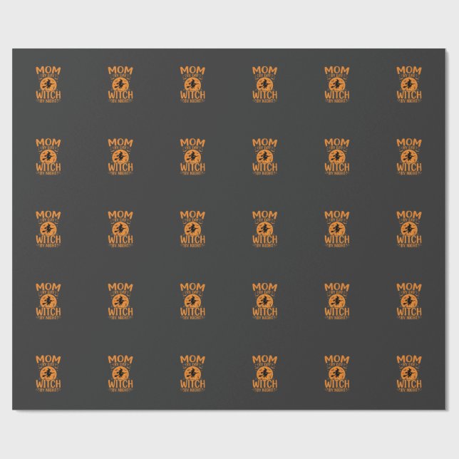 Papier Cadeau Conception de sorcière de maman Halloween (Plat)