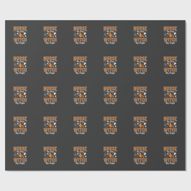Papier Cadeau Conception de sorcière infirmière Halloween (2) (Plat)