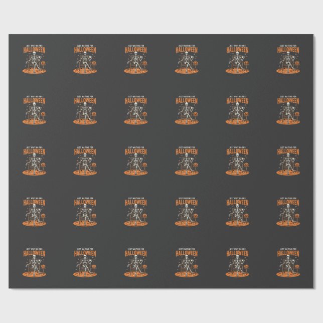 Papier Cadeau Conception de squelette juste pour Halloween_1 (Plat)