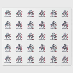 Papier Cadeau Conception de T-shirt blanc de T-Rex patriotique A