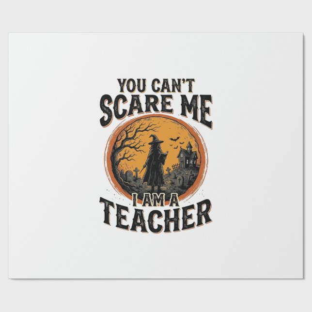 Papier Cadeau Conception de T-shirt d'école effrayant de profess (Plat)