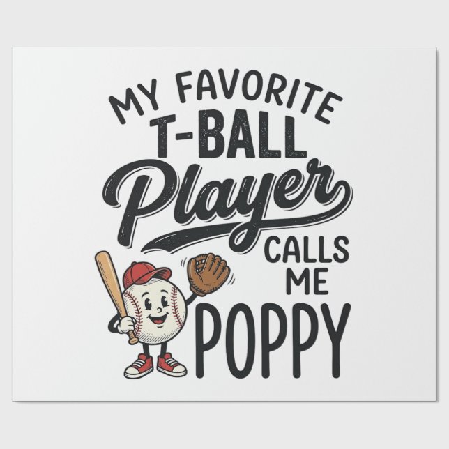 Papier Cadeau Conception de t-shirt Meilleur joueur de T-Ball m' (Plat)