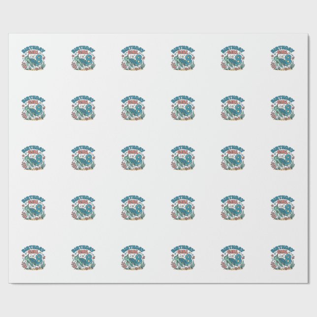 Papier Cadeau Conception de t-shirt pour les 8 ans de la fille d (Plat)