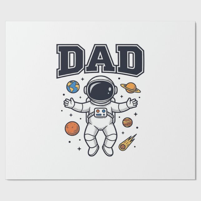 Papier Cadeau Conception de T-shirt Vector Space Astronaute Papa (Plat)