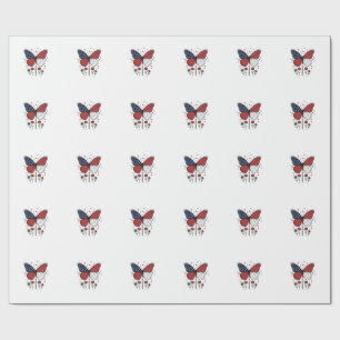 Papier Cadeau Conception de T-shirt vintage papillon patriotique