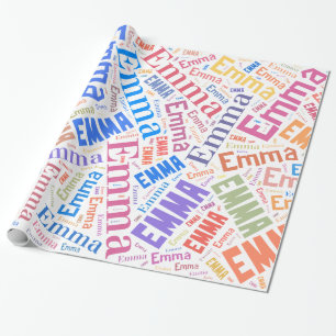 Papier Cadeau conception de texte de nom EMMA