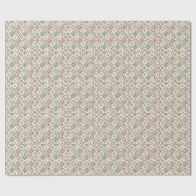 Papier Cadeau Conception de textile à carreaux gingham patchwork (Plat)