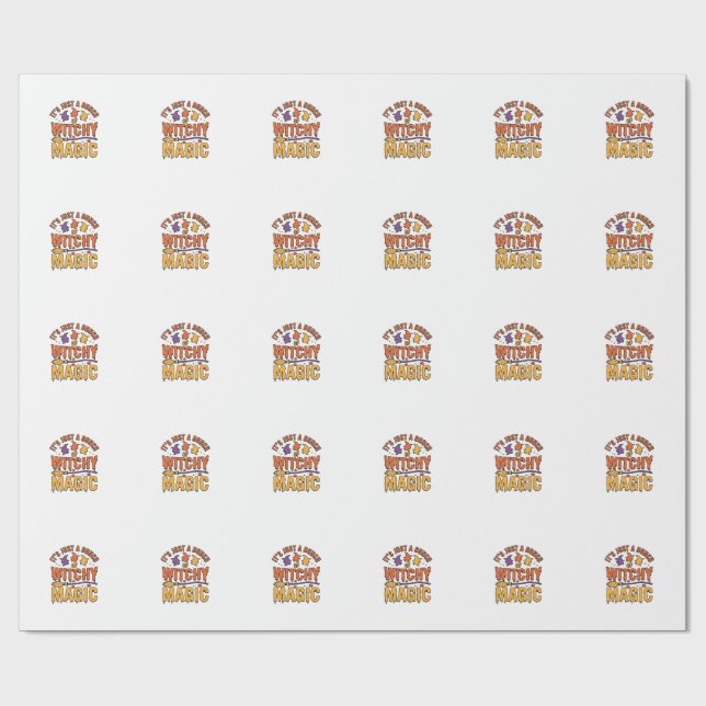 Papier Cadeau Conception de typographie Halloween magique ensorc (Plat)
