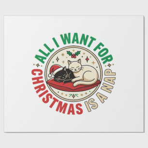 Papier Cadeau Conception de vacances de sieste de chat de Noël
