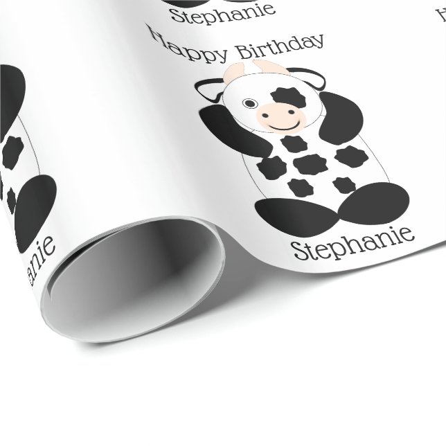 Papier Cadeau Conception de vache d'anniversaire (Coin rond)