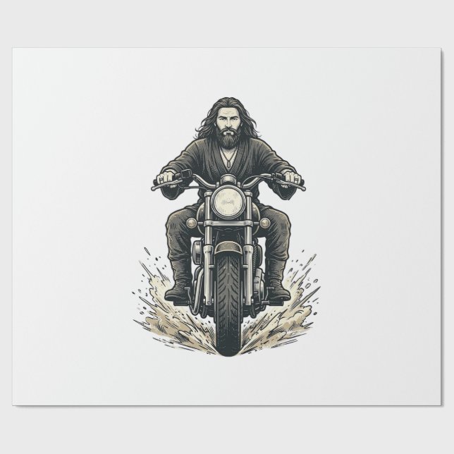 Papier Cadeau Conception de vecteur de cavalier de moto de gravu (Plat)