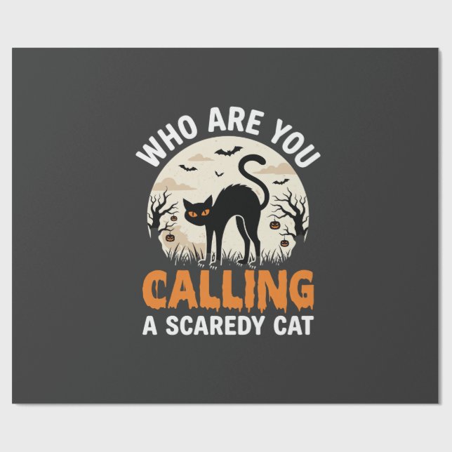 Papier Cadeau Conception de vecteur de chat noir de Halloween dr (Plat)