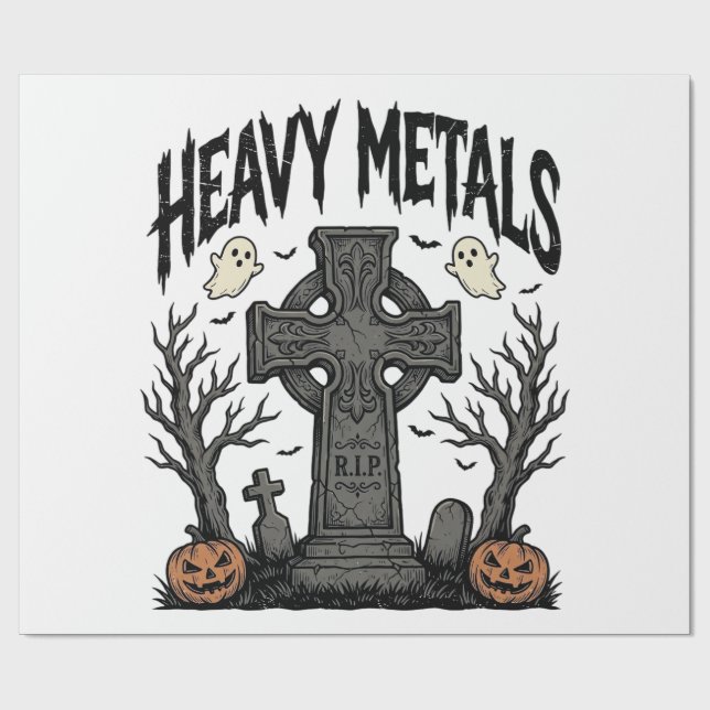 Papier Cadeau Conception de vecteur de cimetière d'Halloween de  (Plat)