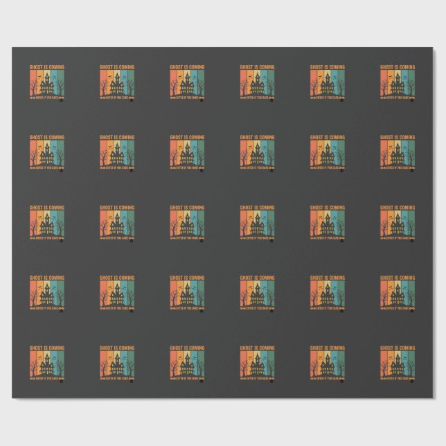 Papier Cadeau Conception de vecteur de maison hantée par un fant (Plat)