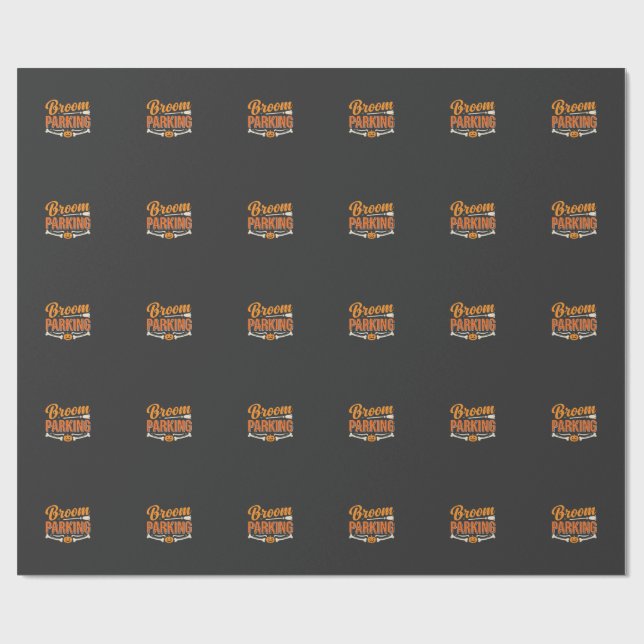 Papier Cadeau Conception de vecteur de parking balai Halloween_1 (Plat)