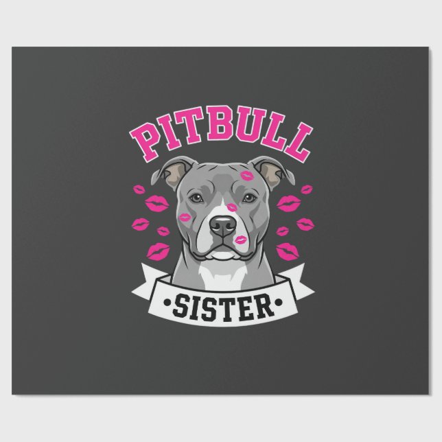 Papier Cadeau Conception de vecteur de sœur de Pitbull amoureuse (Plat)