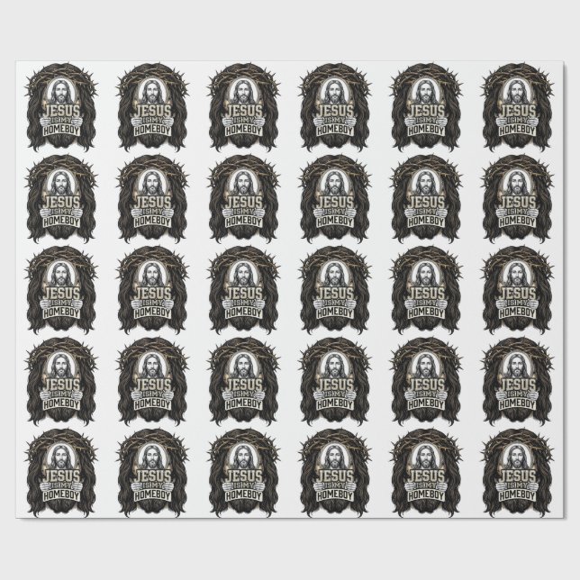 Papier Cadeau Conception de vecteur de visage saint couronné gra (Plat)