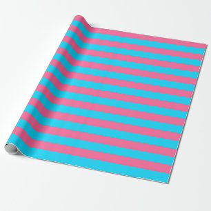 Papier Cadeau Conception des rayures rose et bleu