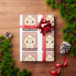 Papier Cadeau Conception d'illustration de lama mignon