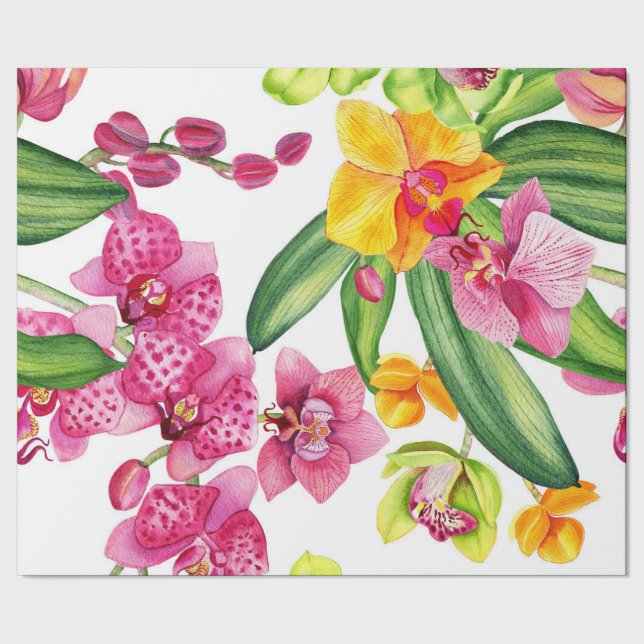 Papier Cadeau Conception d'orchidées à l'aquarelle 18  (Couture)