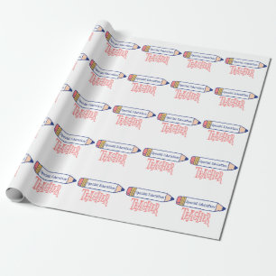 Papier Cadeau Conception du crayon enseignant de l'éducation spé