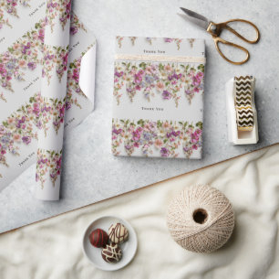 Papier Cadeau Conception élégante de "Merci" avec des fleurs sus
