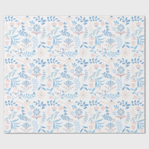 Papier Cadeau Conception florale boho impression bloc bleu rose