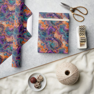 Papier Cadeau Conception fluide avec des purples riches, des ora