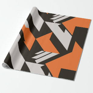 Papier Cadeau Conception géométrique orange et noire en gras