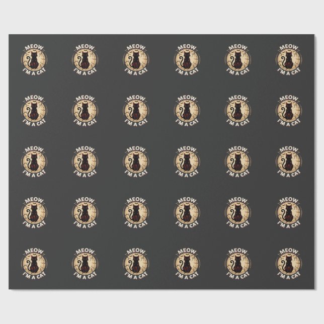 Papier Cadeau Conception graphique de chat Meow Halloween_1 (Plat)