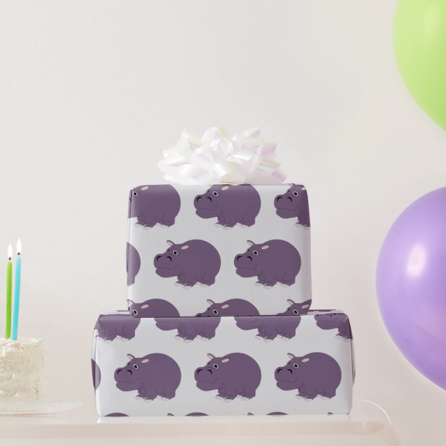 Papier Cadeau Conception Hippopotame Fond de n'importe quelle co (Cadeaux de fête)