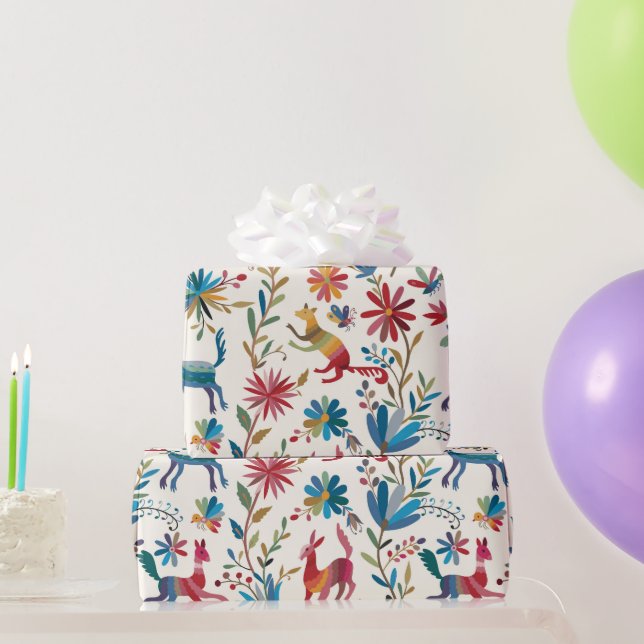 Papier Cadeau Conception inspirée d'Otomi (Cadeaux de fête)