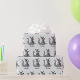 Papier Cadeau Conception Kangourou Gris Couleur de Fond au Choix