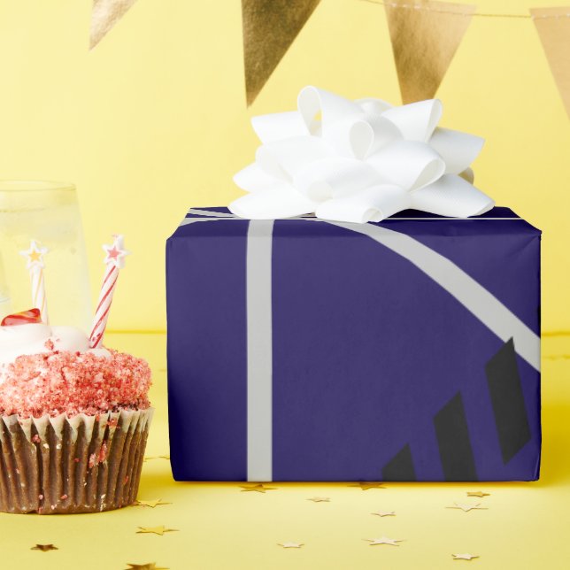 Papier Cadeau Conception Moderne Bleu Royal (Fête d'anniversaire)