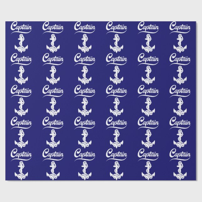 Papier Cadeau Conception nautique d'ancre de voilier capitaine (Plat)
