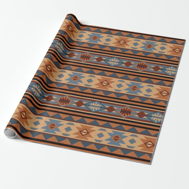 Papier Cadeau Conception sud-ouest Adobe Grey Brown Tribal Motif (Déroulé)