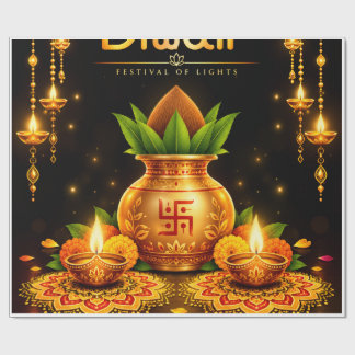 Papier Cadeau Conception traditionnelle de Diwali Kalash et Diya
