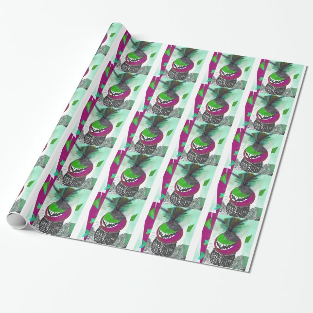 Papier Cadeau Conception Tribale Verte (Déroulé)