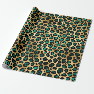 Papier Cadeau Conception Turquoise et Gold Leopard Series 14 